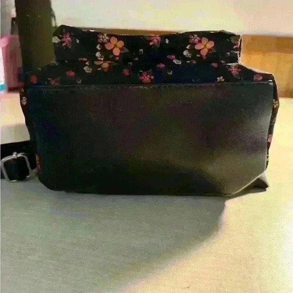 Black and Floral Print Mini Backpack - Picture 7 of 7